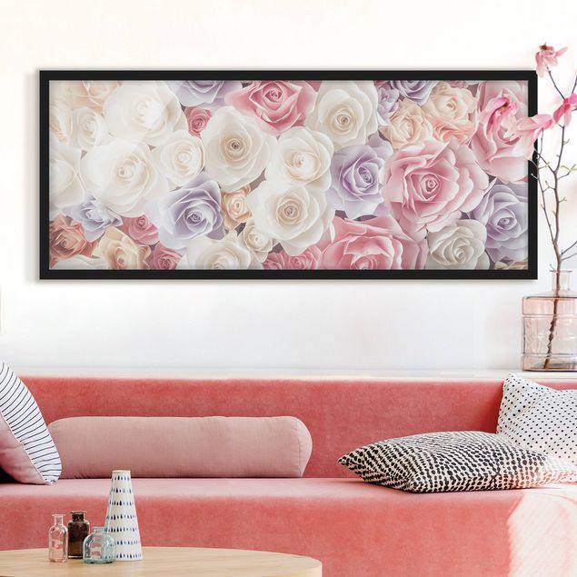 Blumen Bilder mit Rahmen Pastell Paper Art Rosen