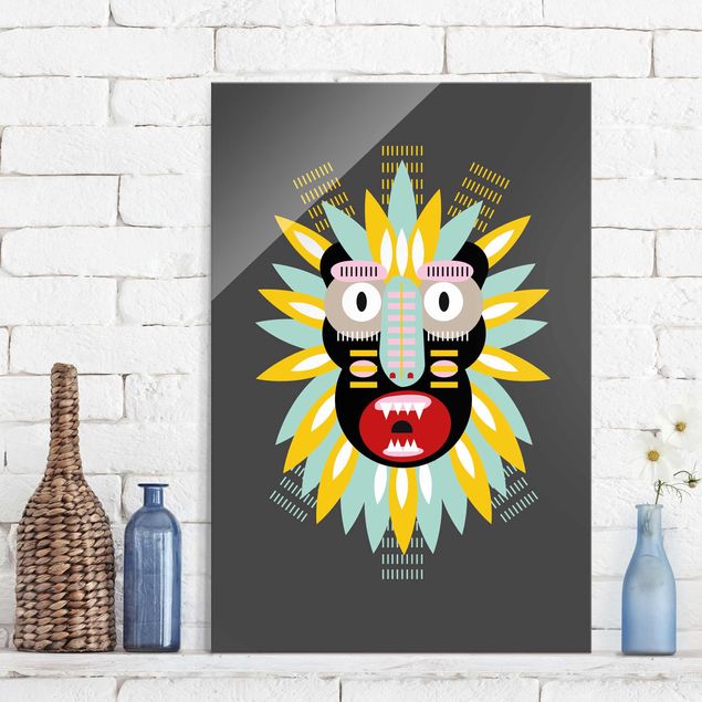 Glasbilder XXL Collage Ethno Maske - King Kong