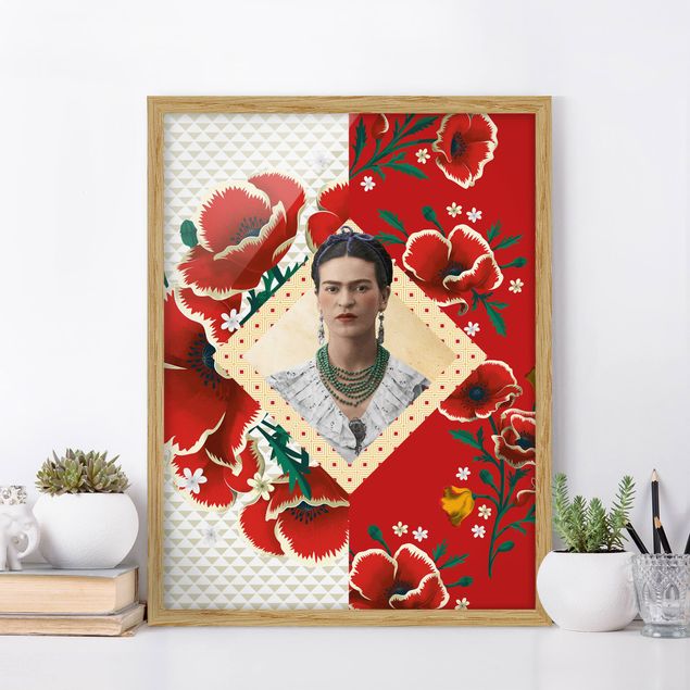 Gerahmte Kunstdrucke Frida Kahlo - Mohnblüten