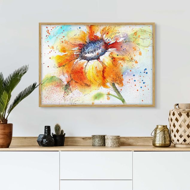 Kunstdruck Bilder mit Rahmen Painted Sunflower