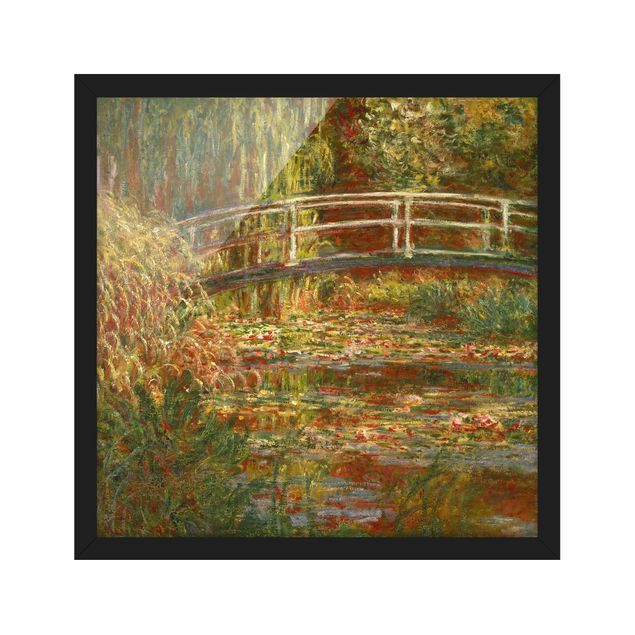 Bild mit Rahmen - Claude Monet - Seerosenteich und japanische Brücke (Harmonie in rosa) - Quadrat 1:1