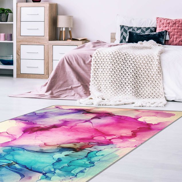 Pink Teppich Farbkomposition in Blau und Lila