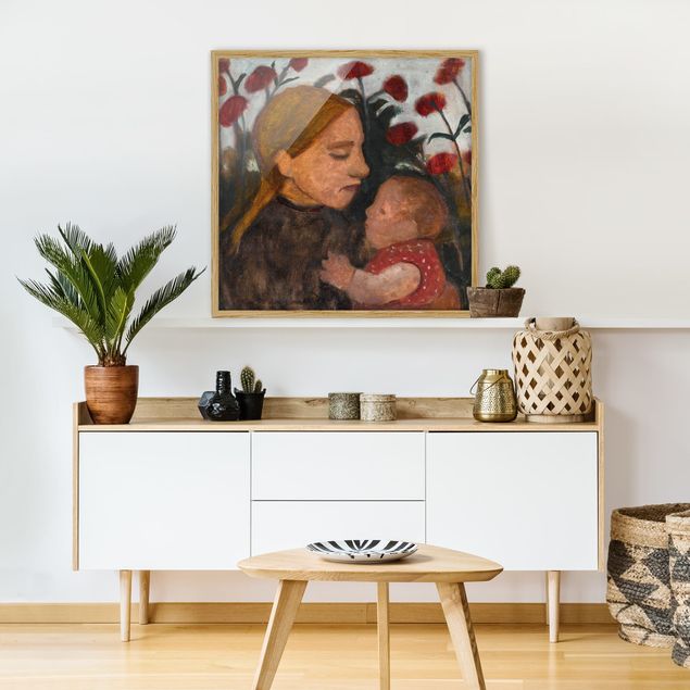 Kunstdruck Bilder mit Rahmen Paula Modersohn-Becker - Junge Frau mit Kind