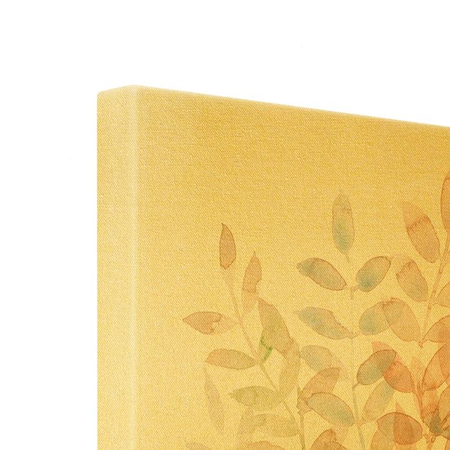 Leinwandbild Gold - Sommerlicher Blätterreigen - Quadrat 1:1
