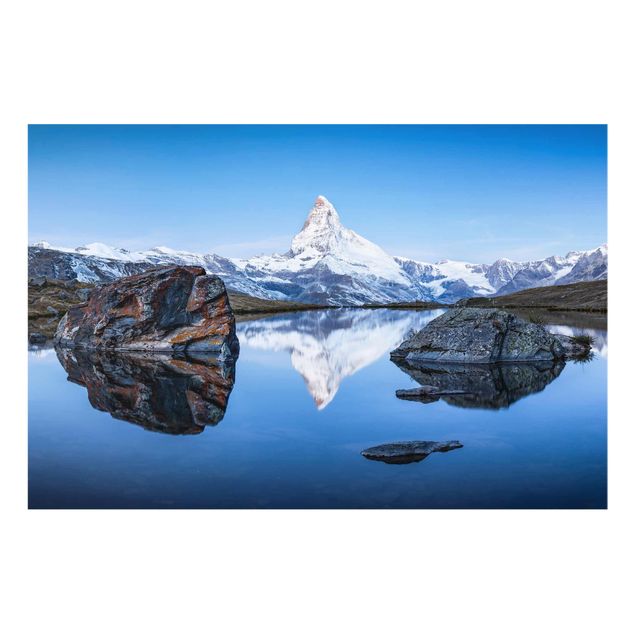 Glasbild - Stellisee vor dem Matterhorn - Querformat 3:2