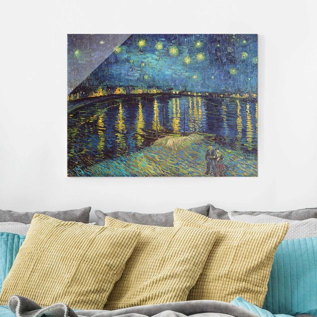 Glas Wandbilder Vincent van Gogh - Sternennacht über der Rhône