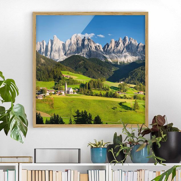 Landschaftsbilder mit Rahmen Geislerspitzen in Südtirol