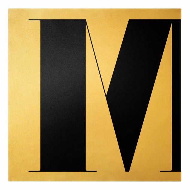 Leinwandbild Gold - Antiqua Letter M - Quadrat 1:1