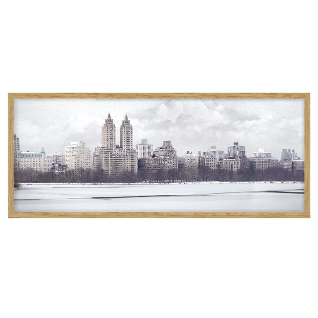 Bild mit Rahmen - No.YK2 New York im Schnee - Panorama Querformat