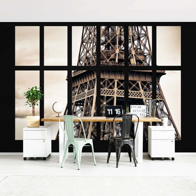 3D Wandtapete Fenster Eiffelturm Paris