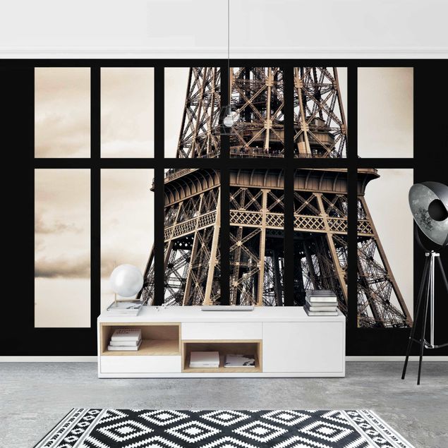 Tapeten modern Fenster Eiffelturm Paris