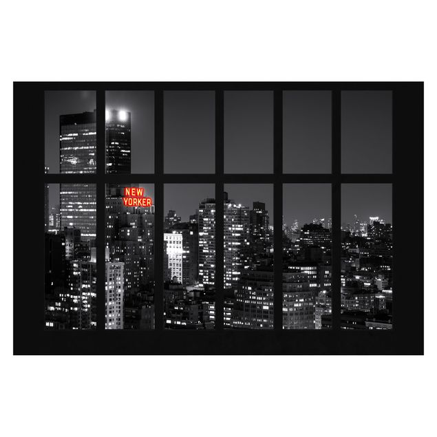 Kunstdruck Philippe Hugonnard Fenster New York Nacht Skyline