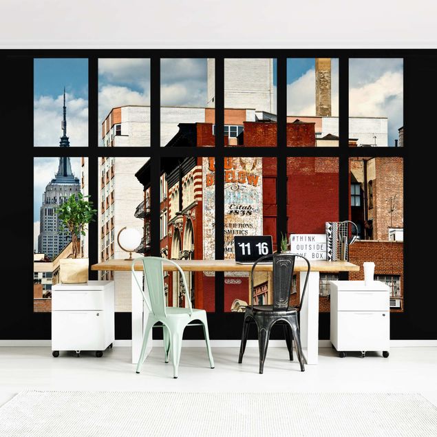 3D Wandtapete Fensterblick auf New York Gebäude