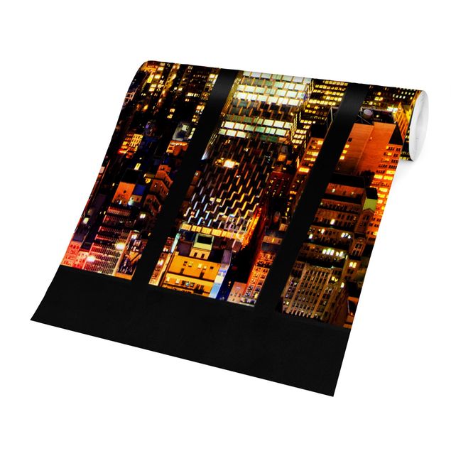 Design Tapete Fensterblick Manhattan Skyline bei Nacht
