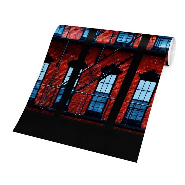 Wandtapete Design Fensterblick rote Amerikanische Fassade
