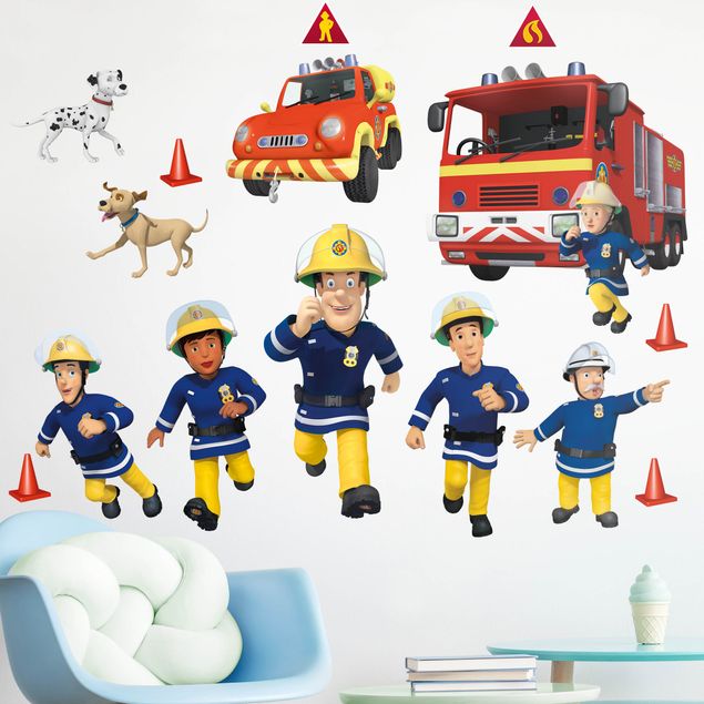 TürschildFeuerwehrmann personalisierbarer Aufkleber Wandtattoo für Kinderzimmer Feuerwehr 