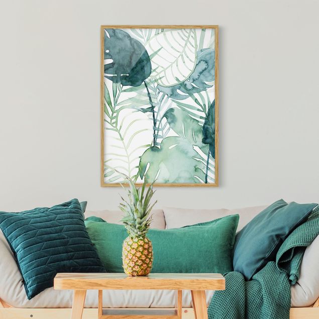 Kunstdruck Bilder mit Rahmen Palmwedel in Wasserfarbe II