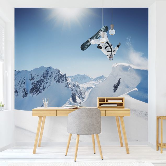 Fototapete Design Fliegender Snowboarder