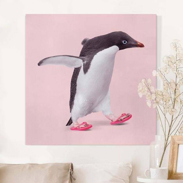 Wandbilder XXL Flip-Flop Pinguin