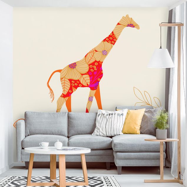 Kinderzimmer Tapete Tiere Floral Giraffe