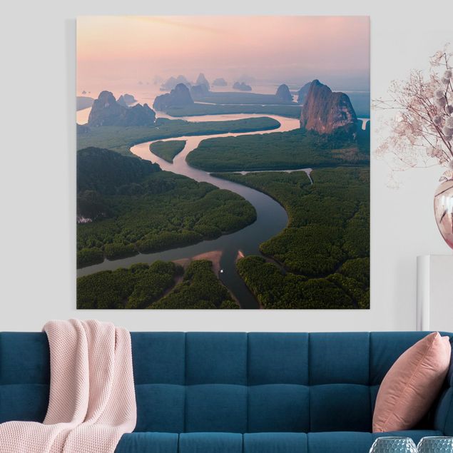 Leinwandbilder XXL Flusslandschaft in Thailand