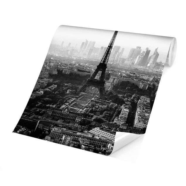 Schwarze Tapeten Der Eiffelturm von Oben Schwarz-weiß