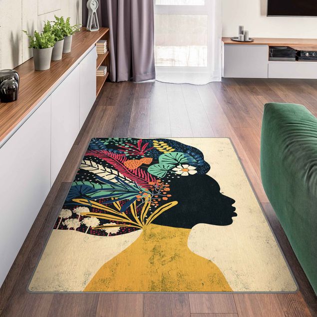 Teppiche Frau mit Blumenafro