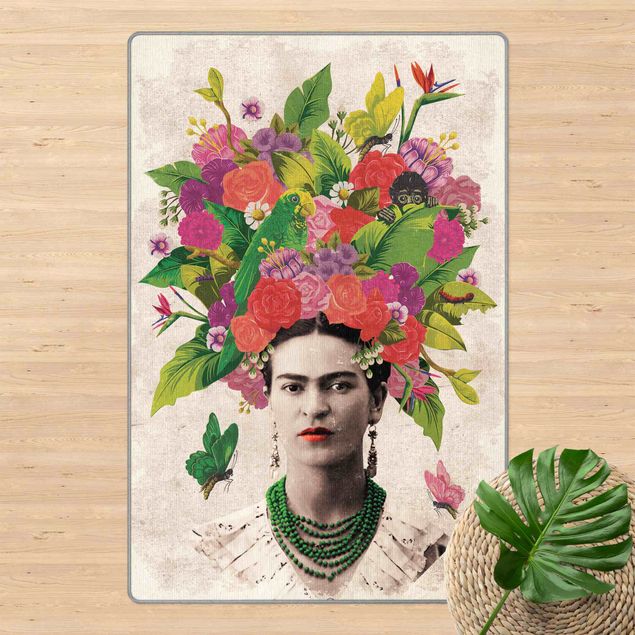 Moderner Teppich Frida Kahlo - Blumenportrait