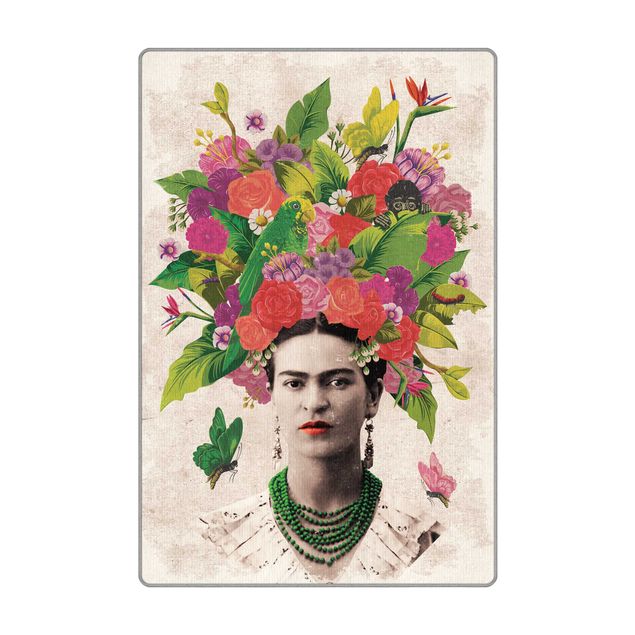 grosser Teppich Frida Kahlo - Blumenportrait