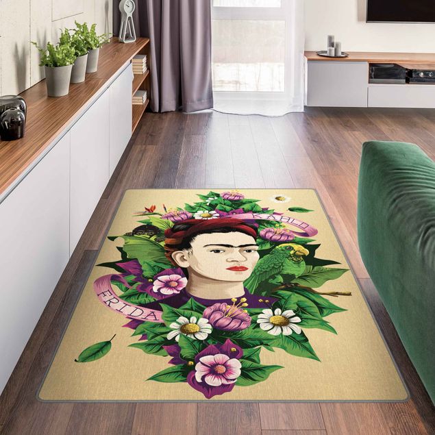 Teppiche Frida Kahlo - Frida,Äffchen und Papagei