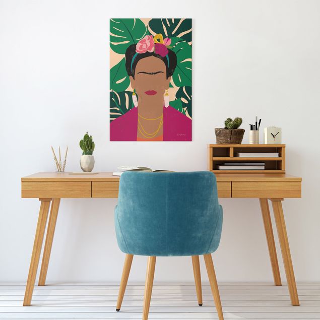 Moderne Leinwandbilder Wohnzimmer Frida tropische Collage