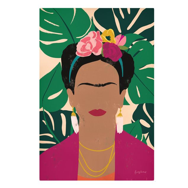 Schöne Leinwandbilder Frida tropische Collage