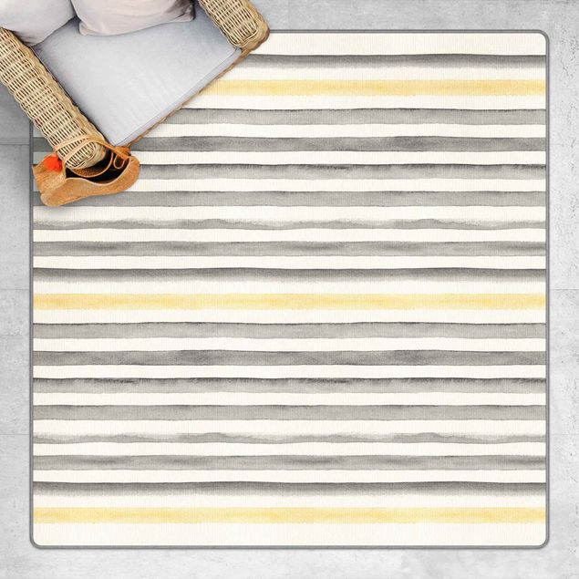 Moderne Teppiche Gelbe und Graue Aquarellstreifen