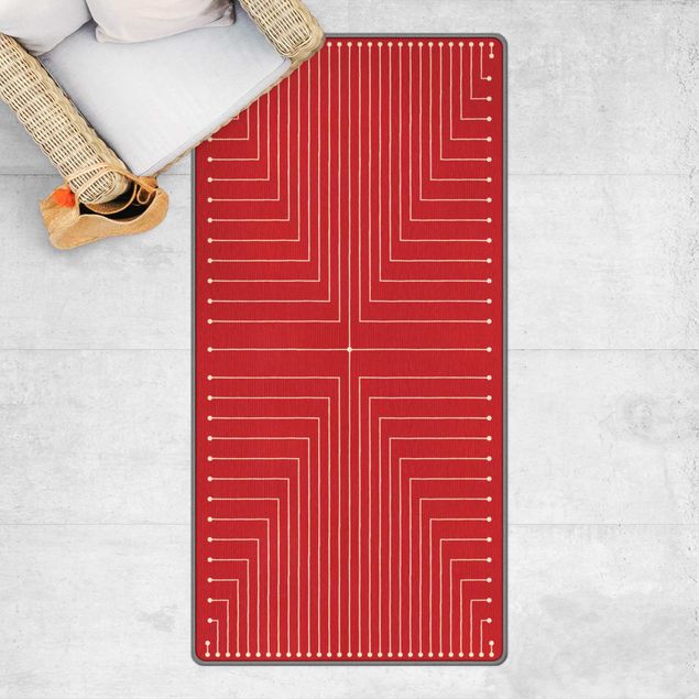 Moderner Teppich Geometrische Ecken rot