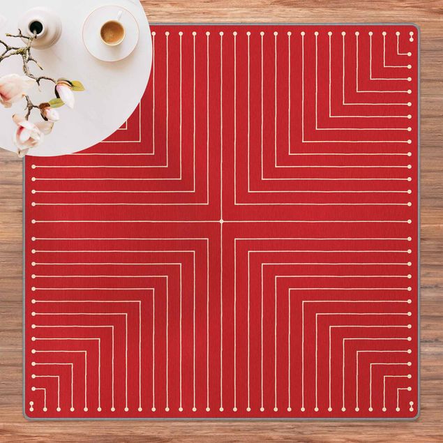 Roter Teppich Geometrische Ecken rot
