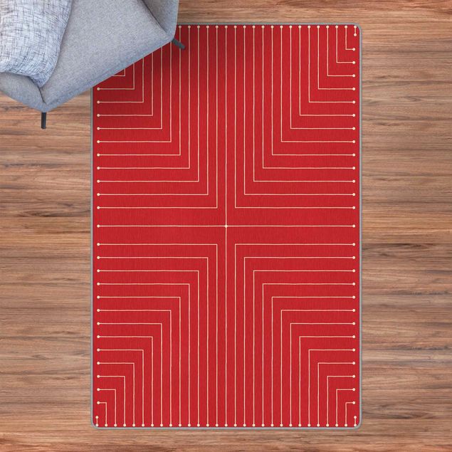 Roter Teppich Geometrische Ecken rot