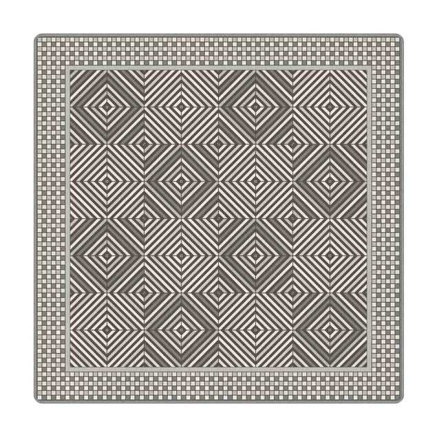 Große Teppiche Geometrische Fliesen Strudel Grau mit Mosaikrahmen
