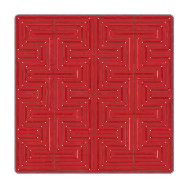 Teppich - Geometrische Wellen rot