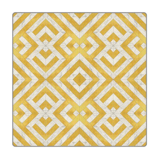 Gold Teppich Geometrischer Fliesenmix Art Deco Gold Marmor