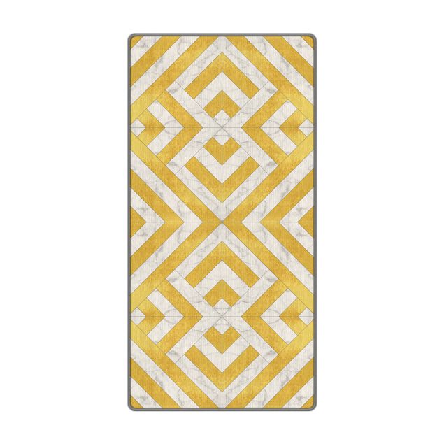 Gold Teppich Geometrischer Fliesenmix Art Deco Gold Marmor