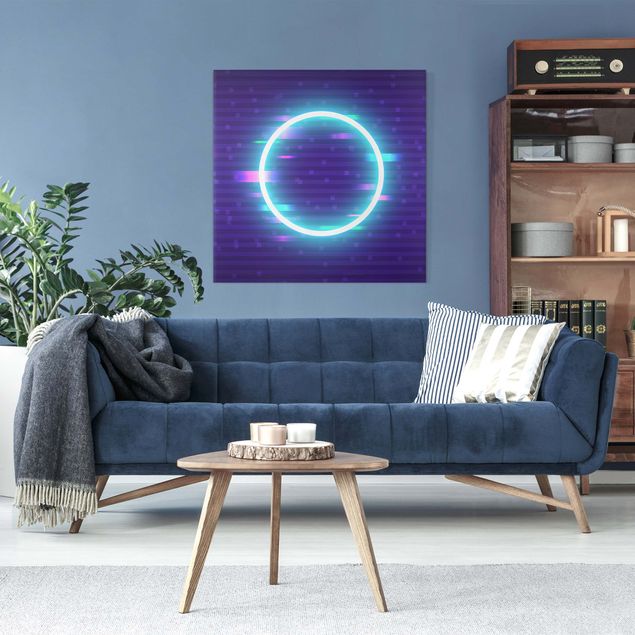 Leinwandbilder Wohnzimmer modern Geometrischer Kreis in Neonfarben