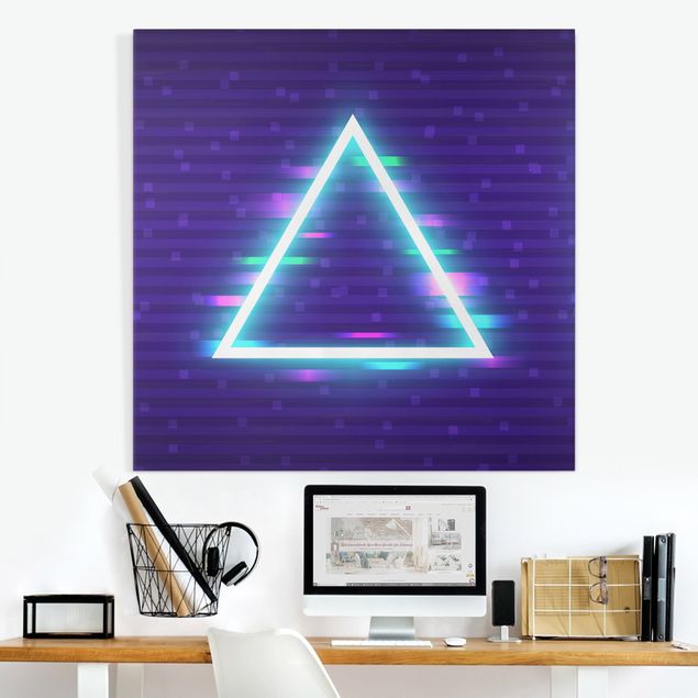 Leinwand Bilder XXL Geometrisches Dreieck in Neonfarben
