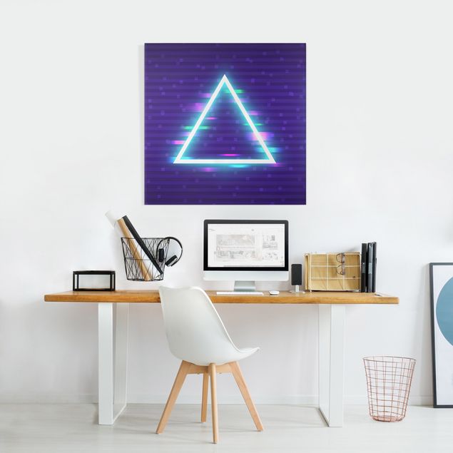 Bilder für die Wand Geometrisches Dreieck in Neonfarben