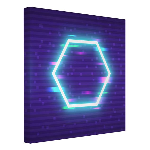 Bilder auf Leinwand Geometrisches Hexagon in Neonfarben