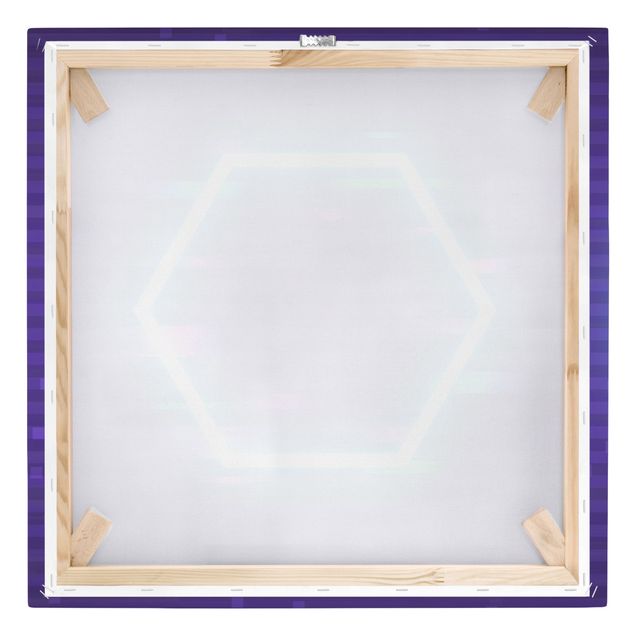 Leinwandbild - Geometrisches Hexagon in Neonfarben - Quadrat - 1:1