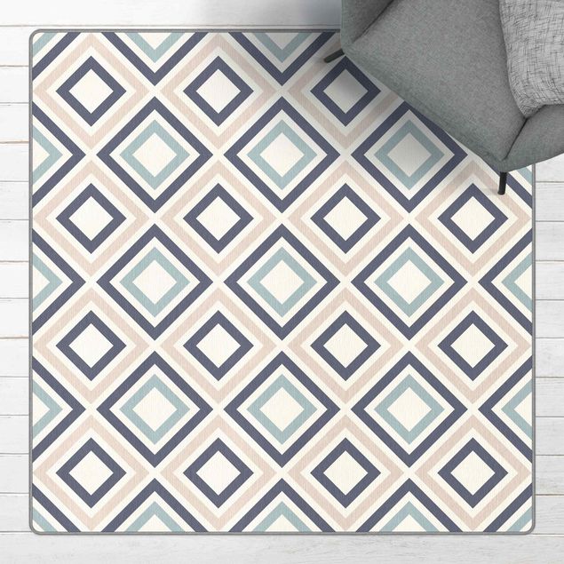 Moderne Teppiche Geometrisches Muster aus gerahmten Quadraten
