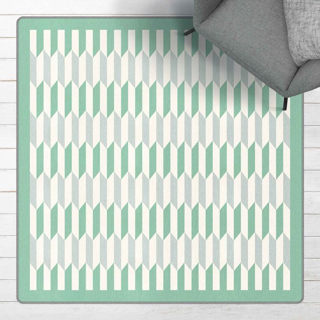 Moderner Teppich Geometrisches Muster aus Rauten mit Rahmen