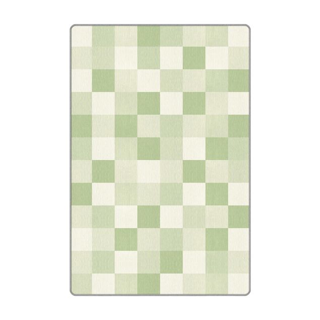 Webteppich Geometrisches Muster Buntes Schachbrett Grün