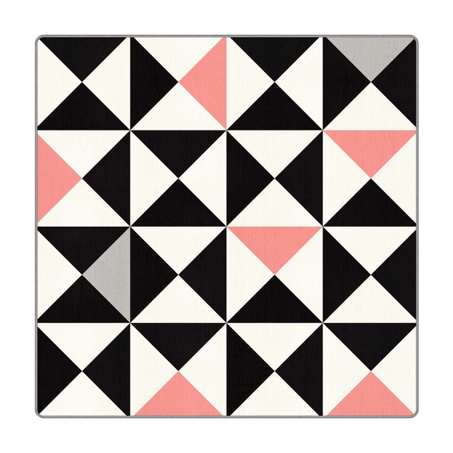 Teppich - Geometrisches Muster große Dreiecke Farbakzent Altrosa