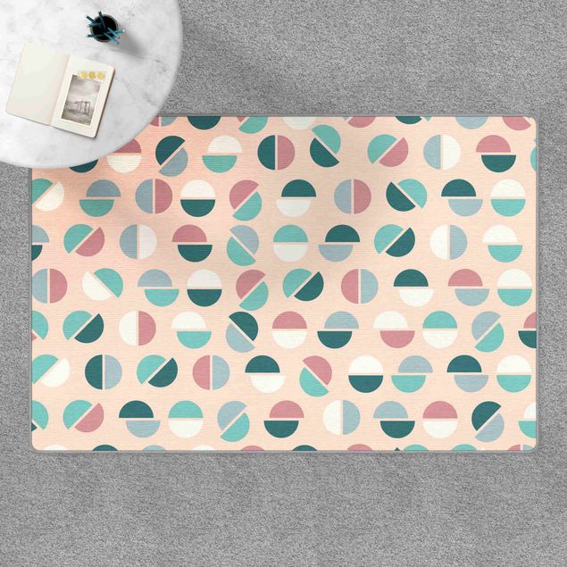 Teppich pastell Geometrisches Muster Halbkreise in Pastell